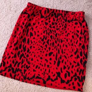 Red Leopard Mini Skirt